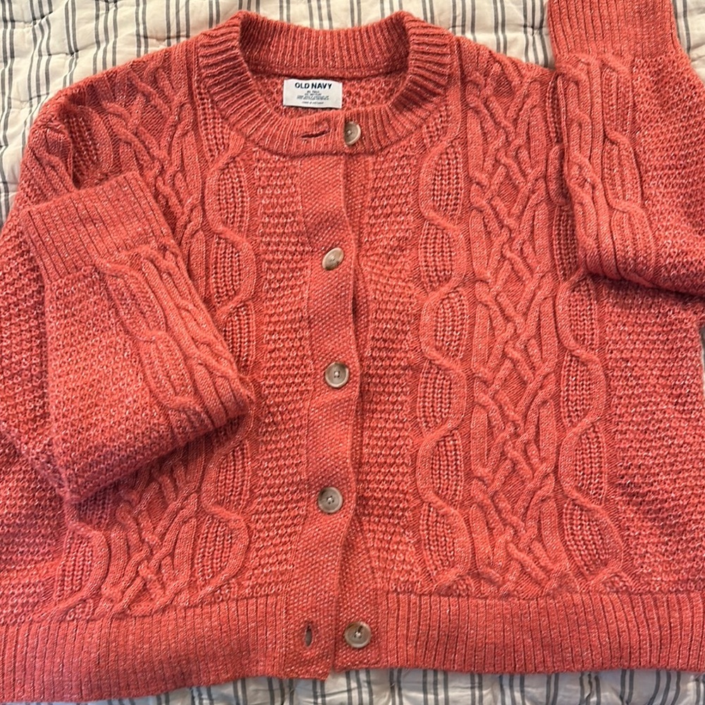 Old Navy Women's Pink Cable Knit Cropped Cardigan